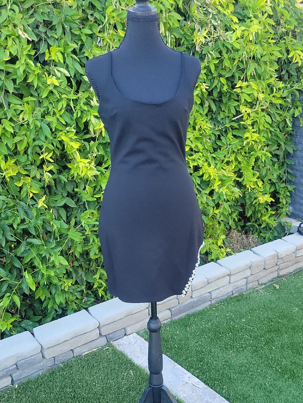 Lulu's Elevated Hottie Black Rhinestone Mini Dress M NWT
